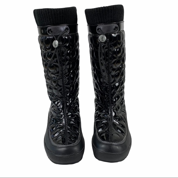Coach Prisilla Quilted Patent Leather Sweater Cuff Tall Winter Boot Women's 6.5